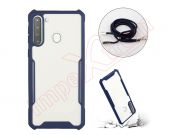 Blue and transparent case with lanyard for Samsung Galaxy A21 (SM-A215F)